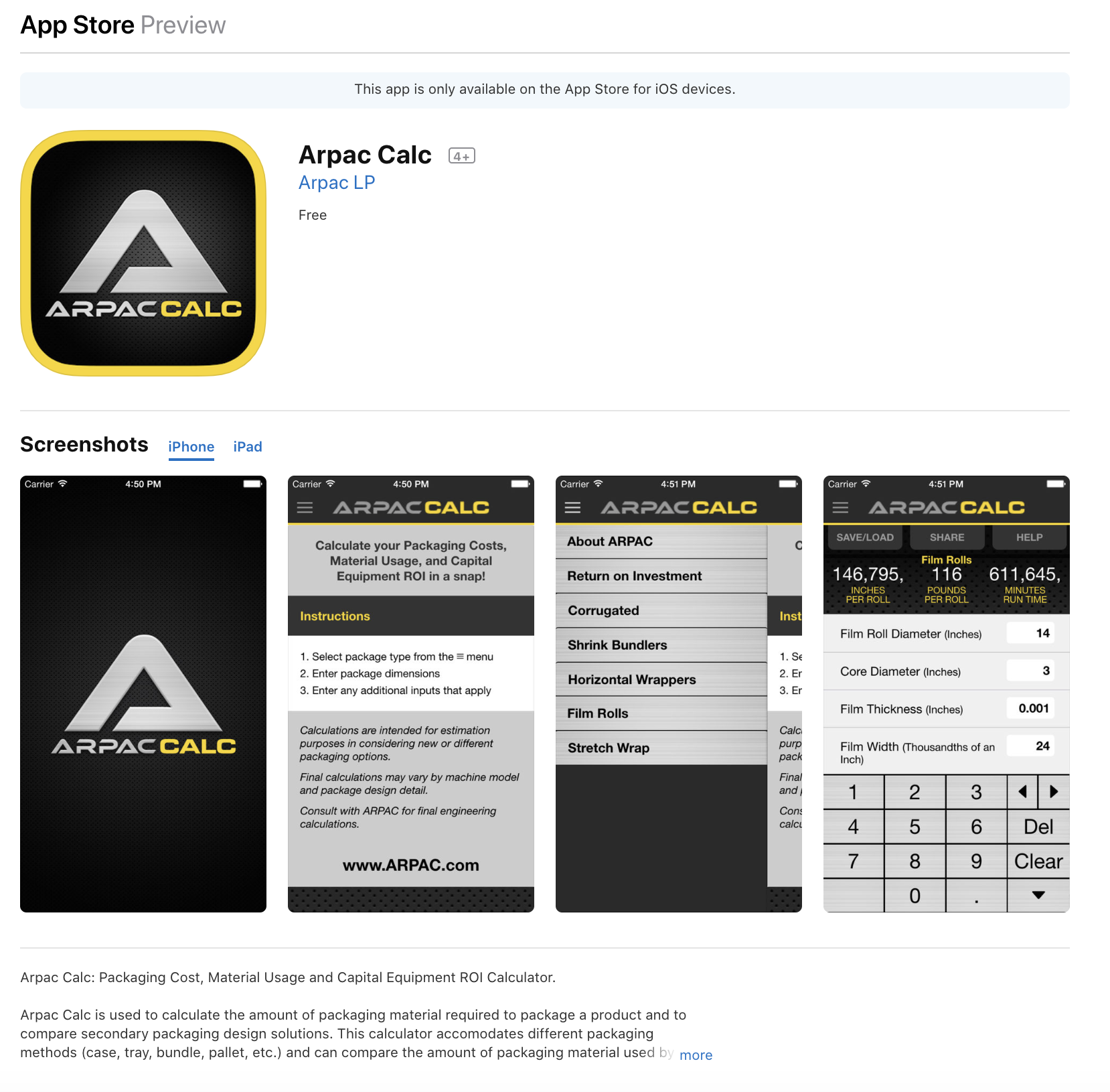 Arpac Group Calc iOS